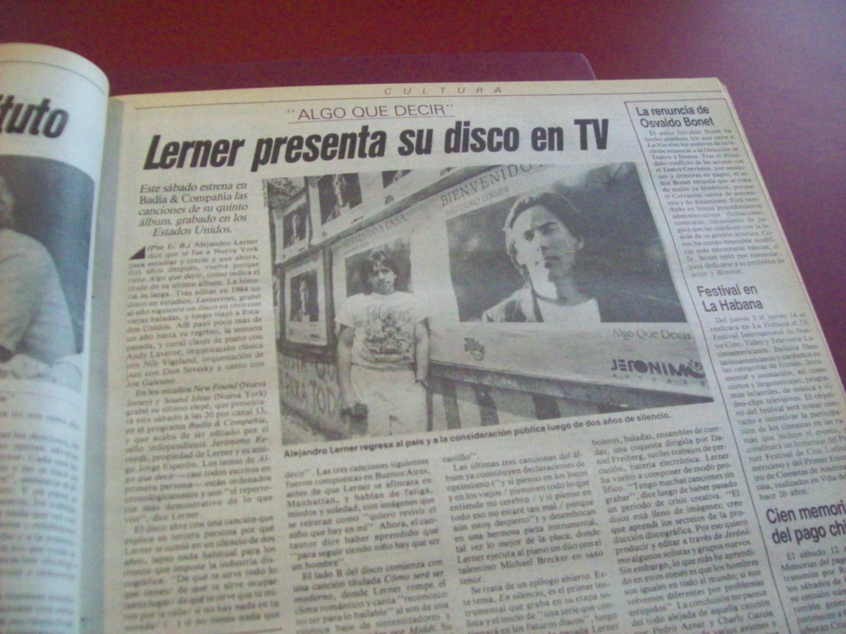 Alejandro Lerner presenta su disco en Badía y Compañía. Diciembre de 1987. https://t.co/Bdh4u4ROxy