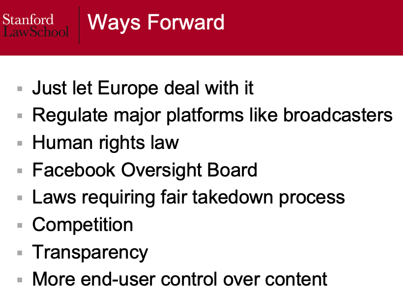 4/4This was for a U.S. audience, and in retrospect this slide may have been too optimistic. I should have included "Pass some poorly considered Frankenstein of a law" as an option.