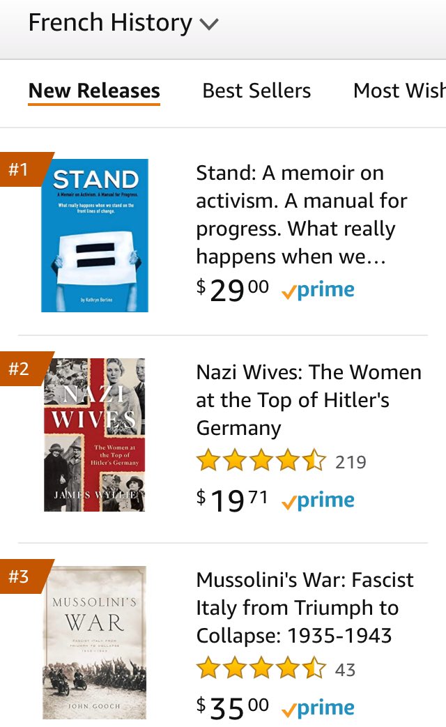 In STAND, there are parts about Tour de France history, creating La Course &amp; our secret ASO Paris meetings. And “Bertine” is French...

Omg. STAND just hit #1 on Amazon for French History. A book about women fighting for equal opportunity has overthrown Hitler &amp; Mussolini. 😁💪👊