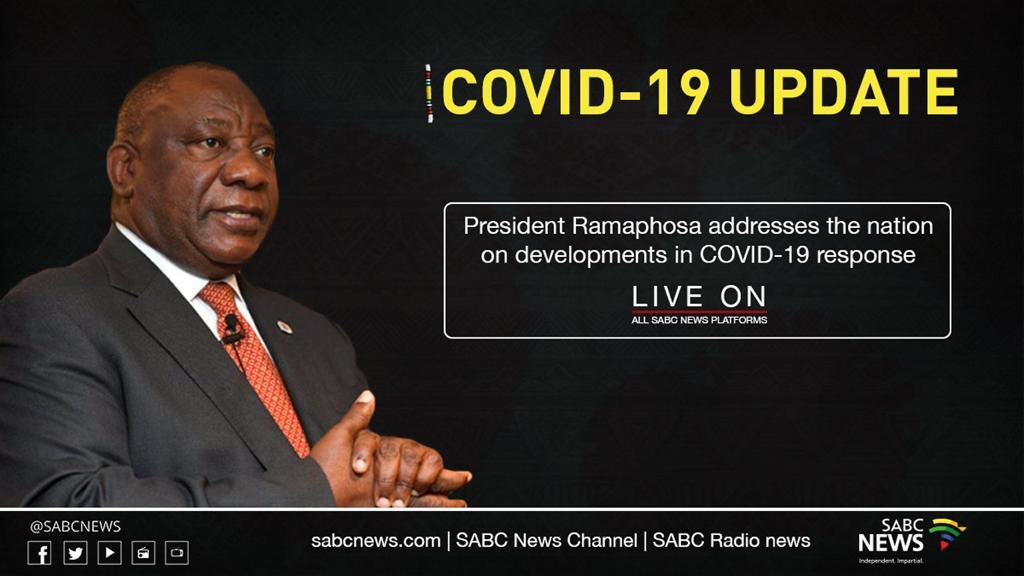 SAfmRadio's tweet photo. President Cyril Ramaphosa to address the nation on developments in COVID-19 response this evening tentatively at 20:00.
#Covid19SA #Level1SALockdown
Live stream: https://t.co/8oxzwDd2Pf https://t.co/ElXDdC66eW