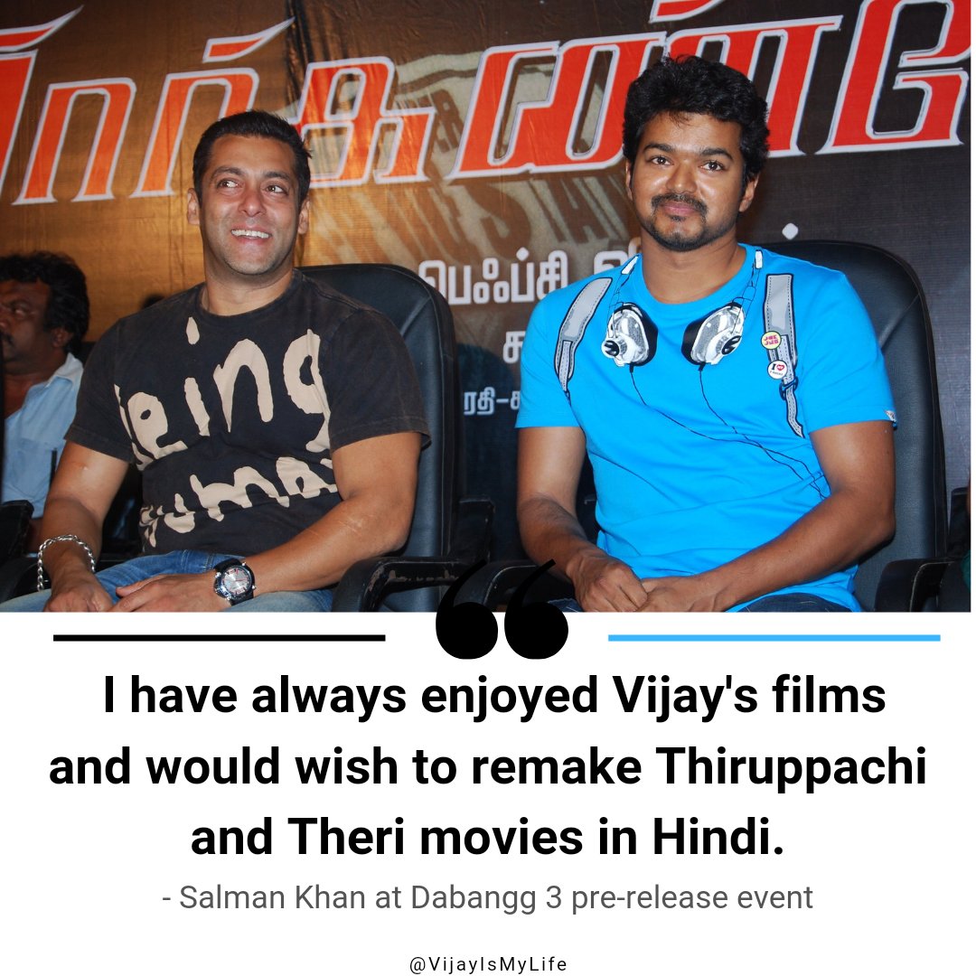 5. Bollywood Superstar  @BeingSalmanKhan about  #ThalapathyVijay's films.  #28YearsOfBelovedVIJAY