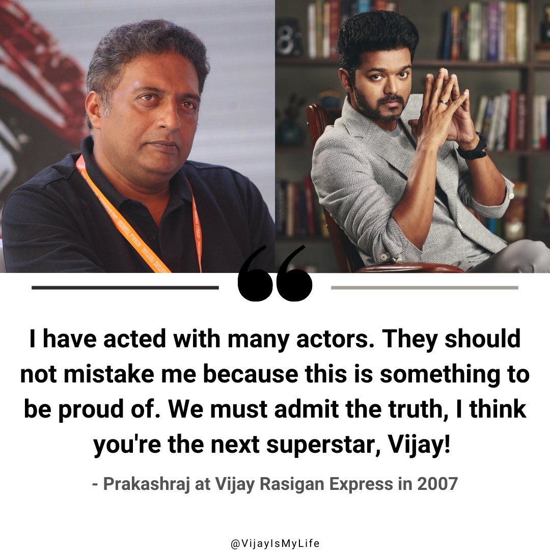 12. Actor  @prakashraaj was forthright when he declared  #ThalapathyVijay the Next Superstar.  #28YearsOfBelovedVIJAY