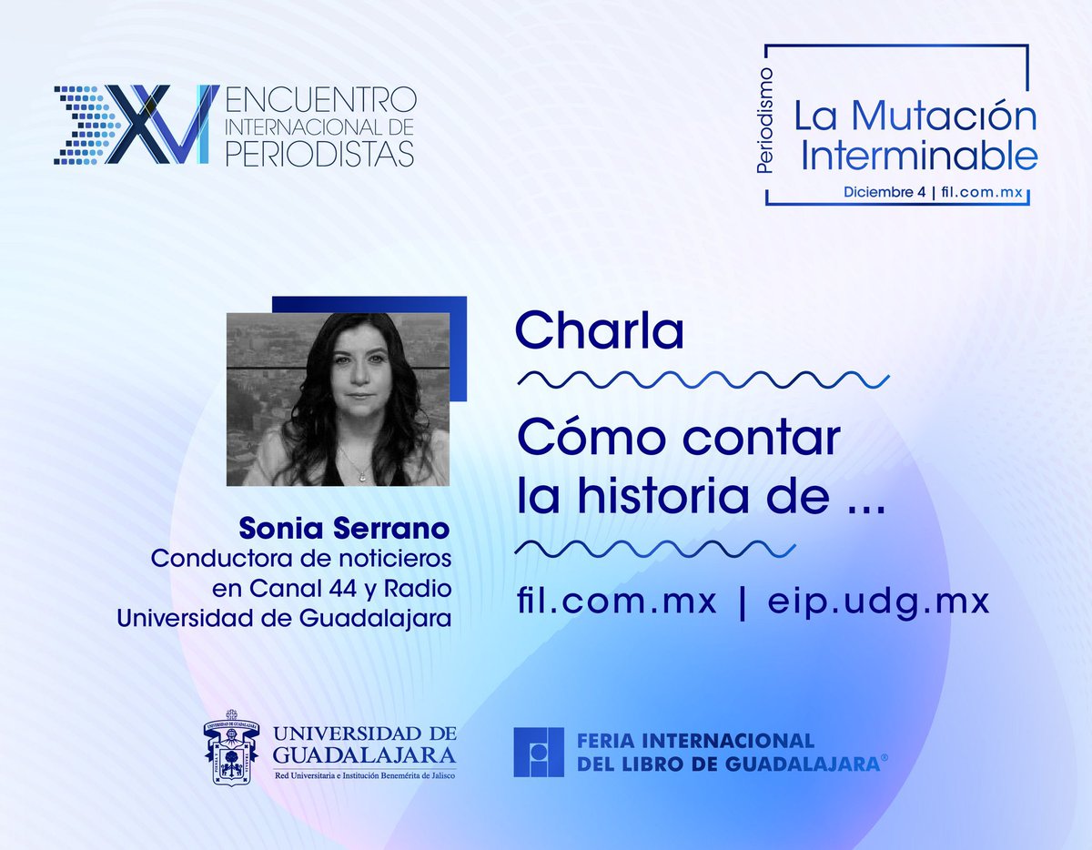 cuci_oficial's tweet photo. Este año la @FILGuadalajara te llega y también el #EIP2020, con la charla "Cómo contar la historia de...".
🗓 4 de diciembre, 10:00 h.
Síguelo en redes de @eipudg, https://t.co/WCgtJff6Ui y https://t.co/48rVgG2Z6s https://t.co/9jjsLctJpW