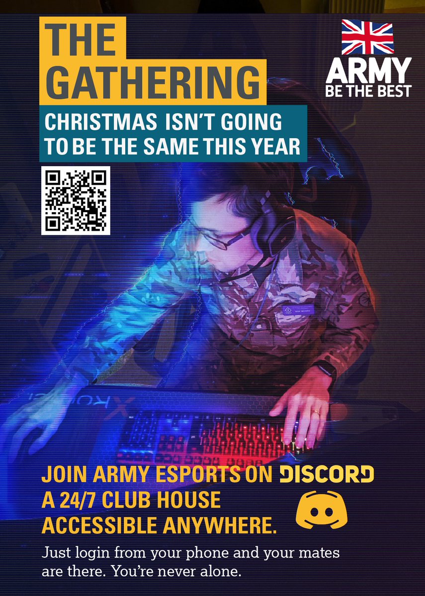 British Army Esports (@britarmyesports) on Twitter photo This month at <a href="/BritArmyesports/">British Army Esports</a> we're hosting #theGathering, due to covid many soldiers may have to spend christmas away from family this year, avoid social isolation by joining the discord and play games or talk with over 1200 other members!
#ISOLATION
#dontSufferInSilence This month at <a href="/BritArmyesports/">British Army Esports</a> we're hosting #theGathering, due to covid many soldiers may have to spend christmas away from family this year, avoid social isolation by joining the discord and play games or talk with over 1200 other members!
#ISOLATION
#dontSufferInSilence