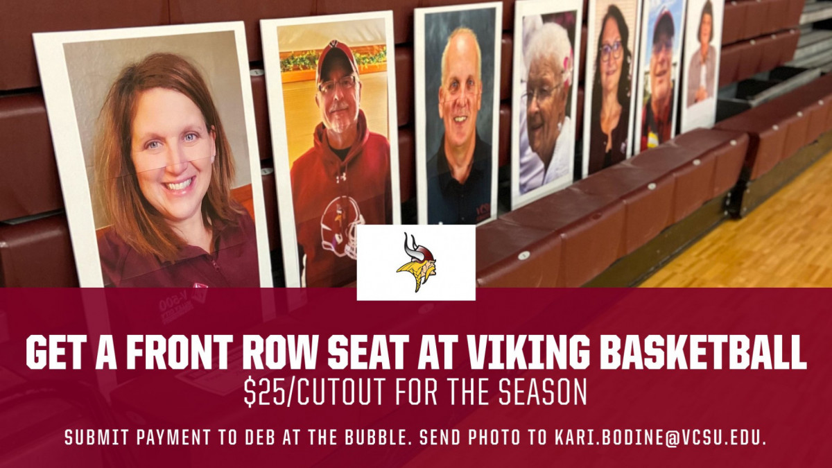 VCSUVikings's tweet photo. The VCSU Century Club is offering an opportunity for you to be in the stands at Viking Basketball! For $25, your cutout will be displayed at all home games this season. Read more:  - https://t.co/8PdttZTplK https://t.co/wBg6u4CgE7
