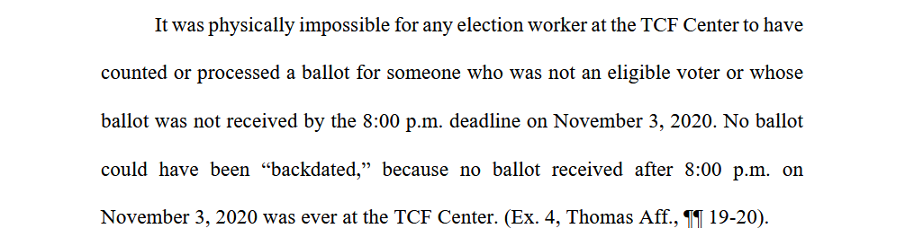 Here's the city's blunt summary response to claims from Jessy Jacob, who was interviewed by Rudy Giuliani during the Michigan House hearing last night.