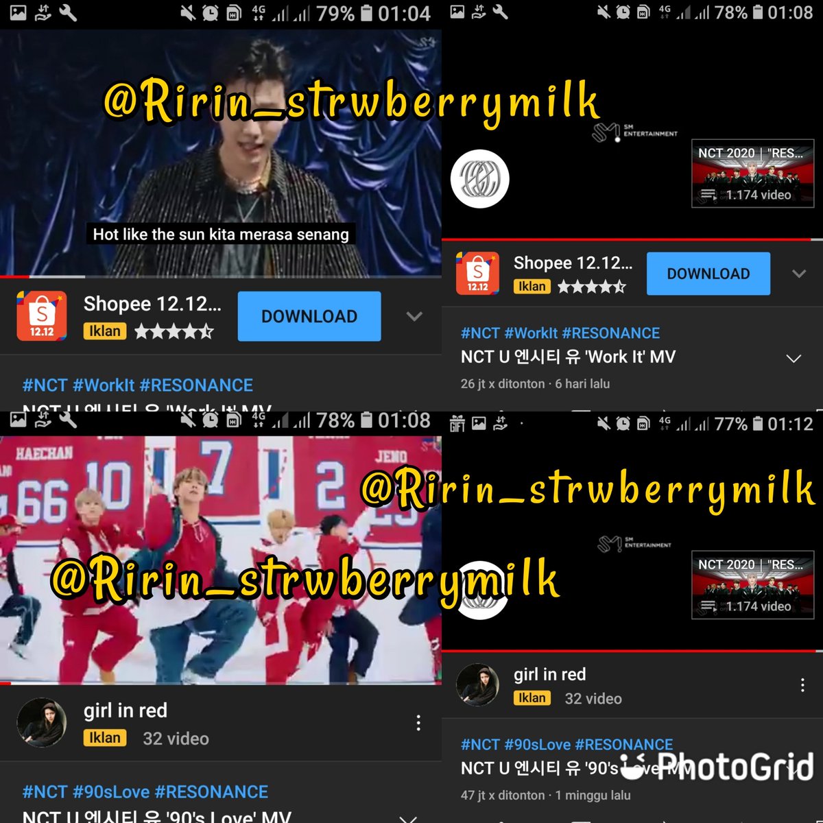 ririnaera's tweet photo. @paramithaa17 @NCTsmtown Bismillah kl rjeki g kmana😗😊menang alhamdulillah klo ga menang stream work it sm joget2 aja😂~Keep Stream MV para bujank2 ku🕺:
90's l0ve https://t.co/IWaJJCJJ4q
Work it https://t.co/qPpdqIOaL7
Make a wish https://t.co/BrRDfBezRc
From Home https://t.co/xx3hsVzKM6
Smngat yorobun https://t.co/EWpLRDzTUY