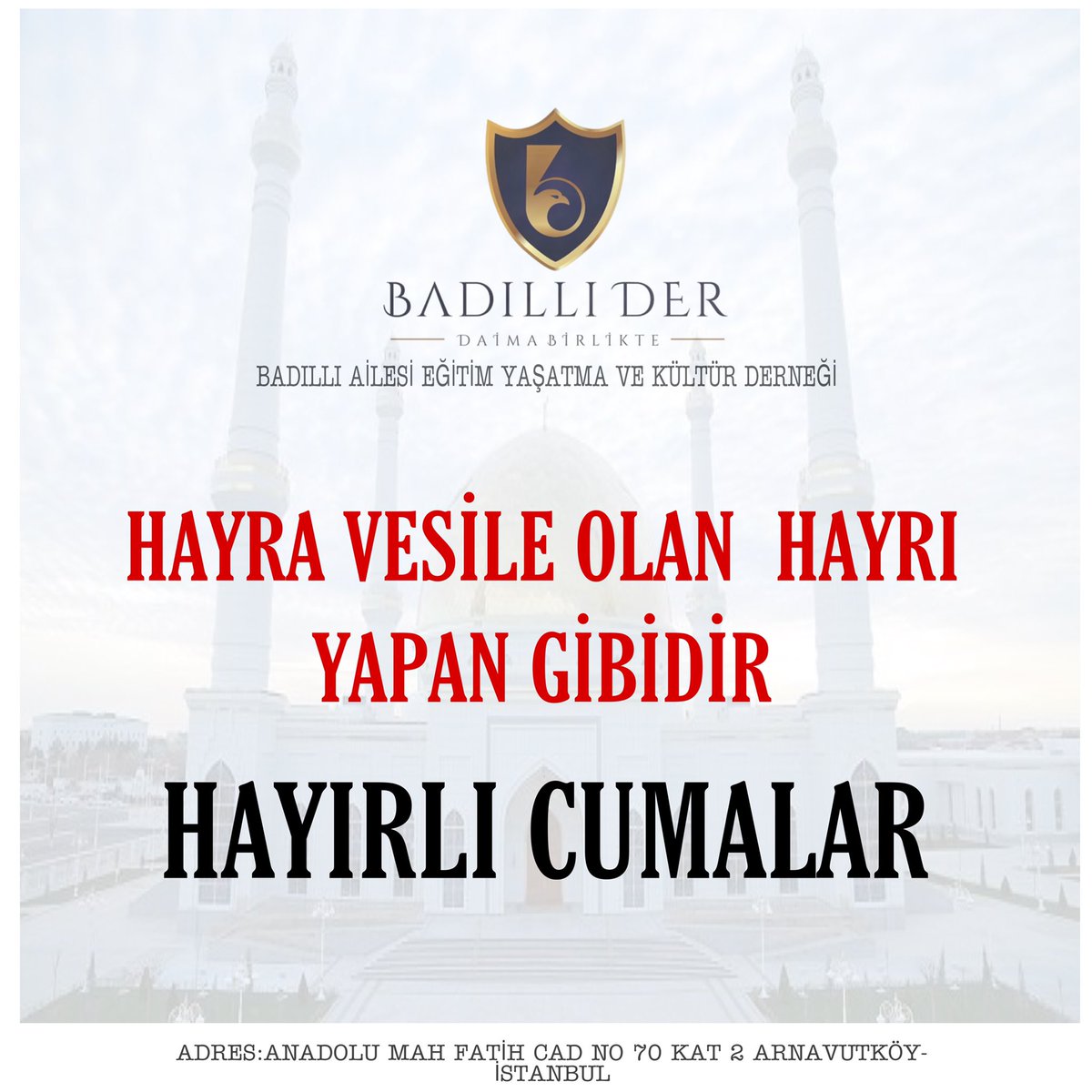 badilli_der's tweet photo. Hayra vesile olan hayrı yapan gibidir.
Hayırlı cumalar.
#hayırlıcumalar #badıllıaşireti #badıllıder #badıllı #memani #memitanlı #bruki https://t.co/Z24Fjj0Jw0