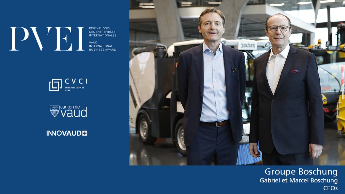 CVCI_Lausanne's tweet photo. C’est le @BoschungGroup qui gagne le #PVEI 2020 dans la catégorie Entreprise Suisse. Produisant des équipements d’entretien de zones de circulation, Boschung, présent dans 20 pays, a 600 employés dans le monde, dont quelque 140 à Payerne.
#cvcievent #vaud #etatdevaud #innovaud https://t.co/kdddpoS3bD