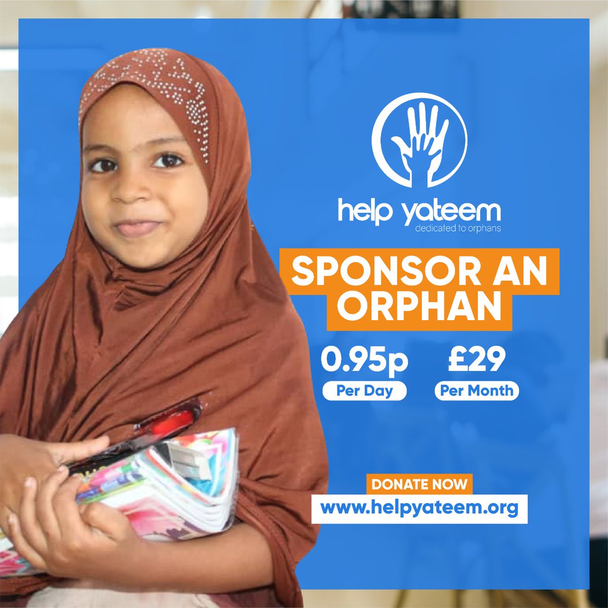 HelpYateem's tweet photo. Sponsor an orphan for as little as 0.95p per day now! 

The Prophet ﷺ  said “I and the guardian of an orphan will be in the Garden like these two.” (His two fingers)

Make a change to an orphans life today 

Visit https://t.co/XtmBvvVRa8 for more information https://t.co/9GItjPI5CM