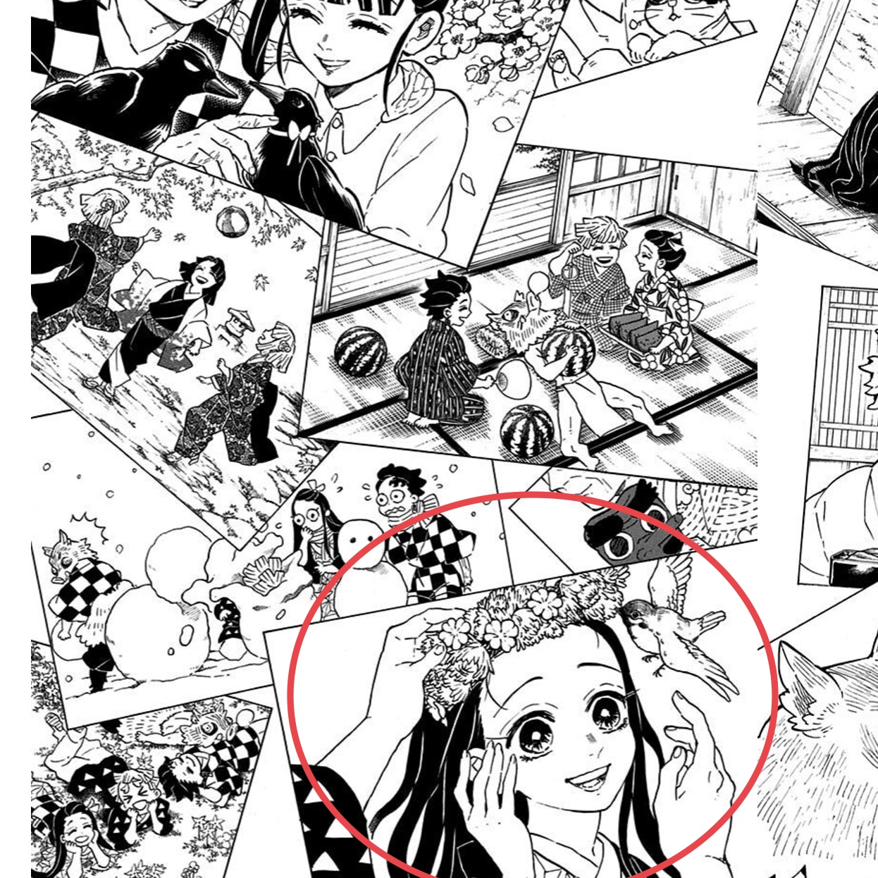 Kyle Anime Scouter Look At Nezuko In Memory Photos This Is Same As Zenitsu S Dream In Infinity Train Zenitsu Is Giving Her A Ring Of Flowers His Happy Dream Has