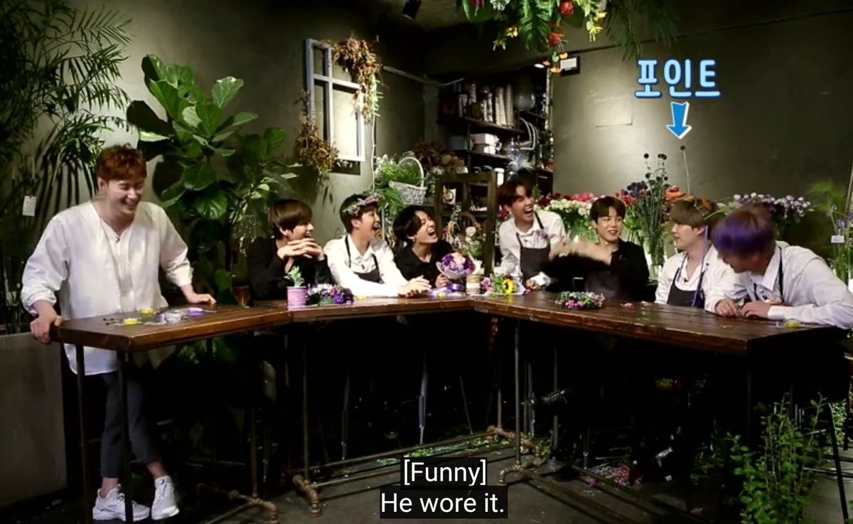 yoongi wore the flower crown seokjin made 