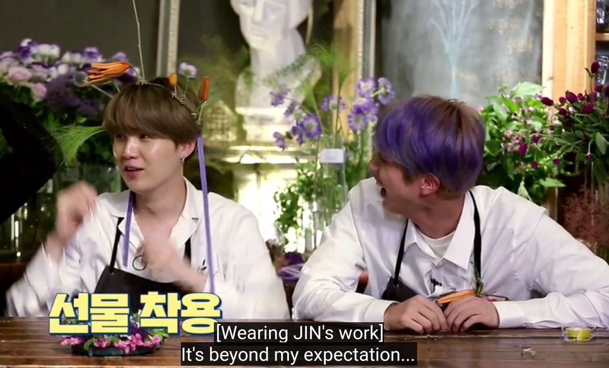 yoongi wore the flower crown seokjin made 