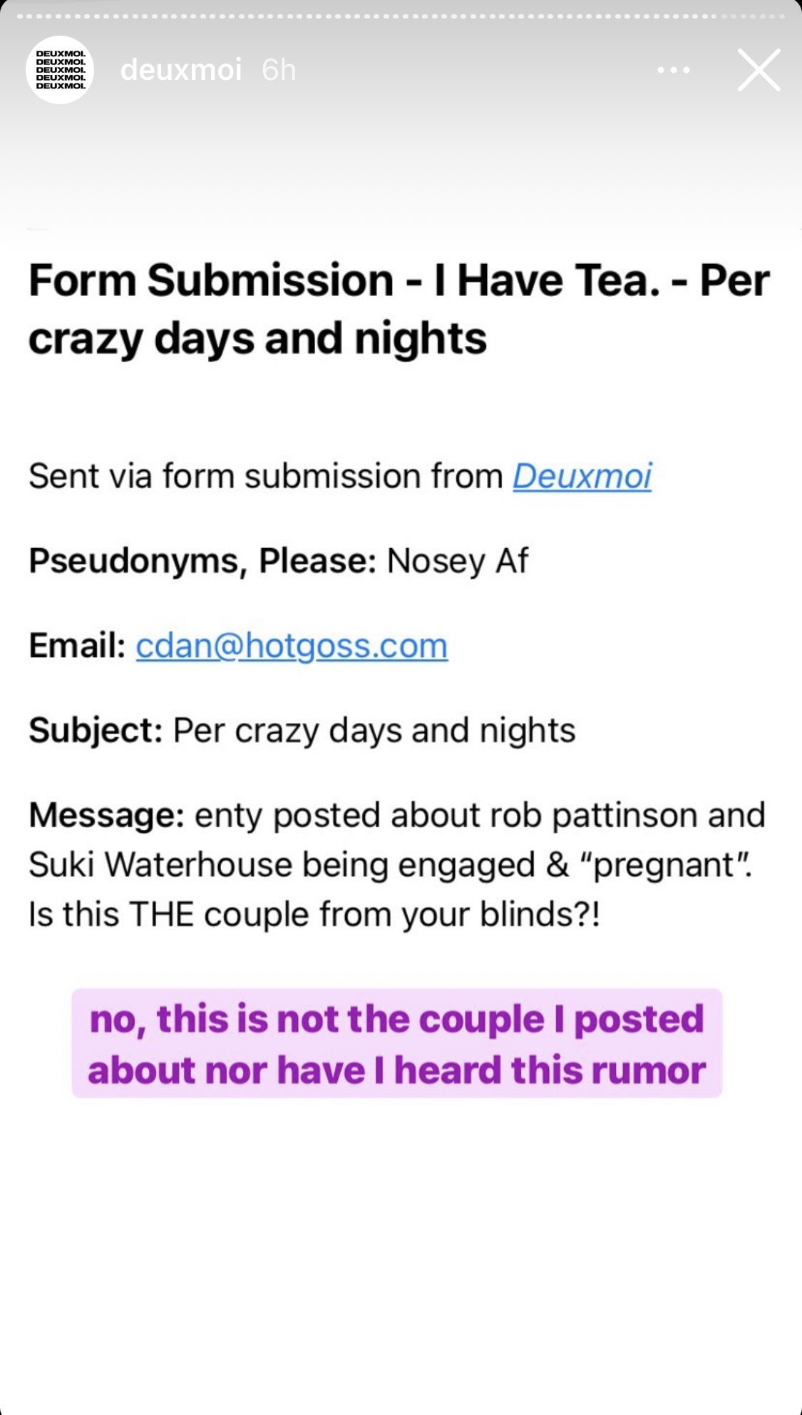 Fakeuser5 on X: Either the sessed are crazier than usual or it's that  desperate user sending this bullshit in herself. She's never been mentioned  on this IG, then she followed them recently
