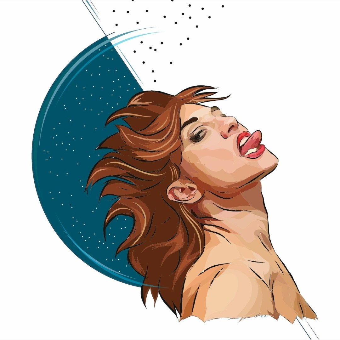 february's digital portrait is by  @TamalDuh, based on a silly and slightly tipsy selfie i took at the  @goodomensprime premiere :){2/12}