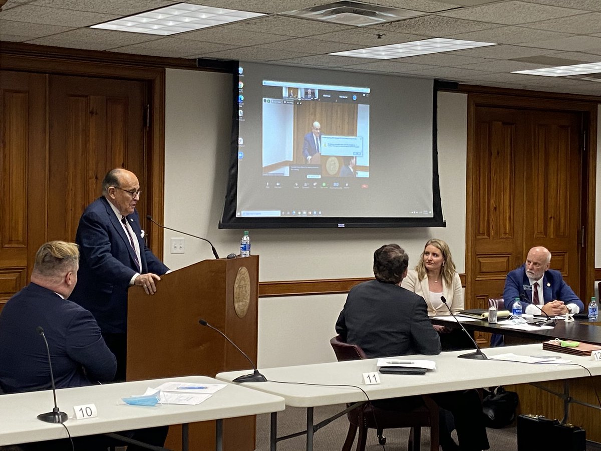 Rudy Giuliani is up now. He’s reading from an affidavit that doesn’t even get the name of Georgia’s voting vendor right. It’s a joke. That affidavit also misunderstands how absentee votes are counted and recorded.