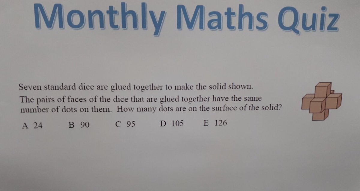 MathsatKGS's tweet photo. Here’s the quiz question for December. Entries in by the end of term with a chance to win a prize. https://t.co/Lz5RaR7IE0