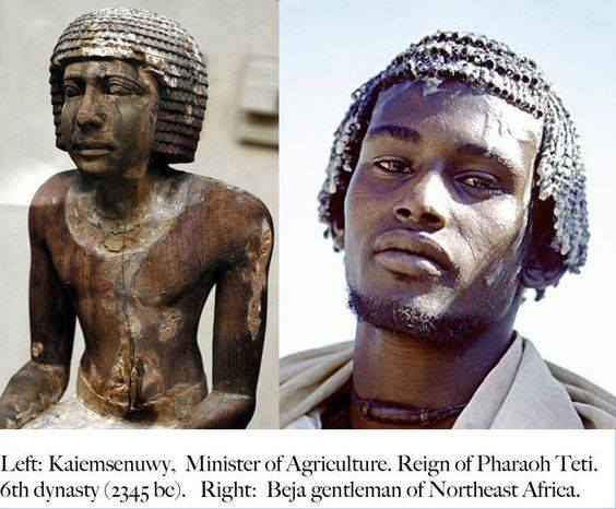 "Ancient Amorrite Syrian cornrowed braids hairstyle worn with white headbands during ancient Egypt's 20th dynasty, in the reign of Rameses III, compared to modern Ethiopian Oromo traditional hairstyle worn by women. Collage, Amina Bari."