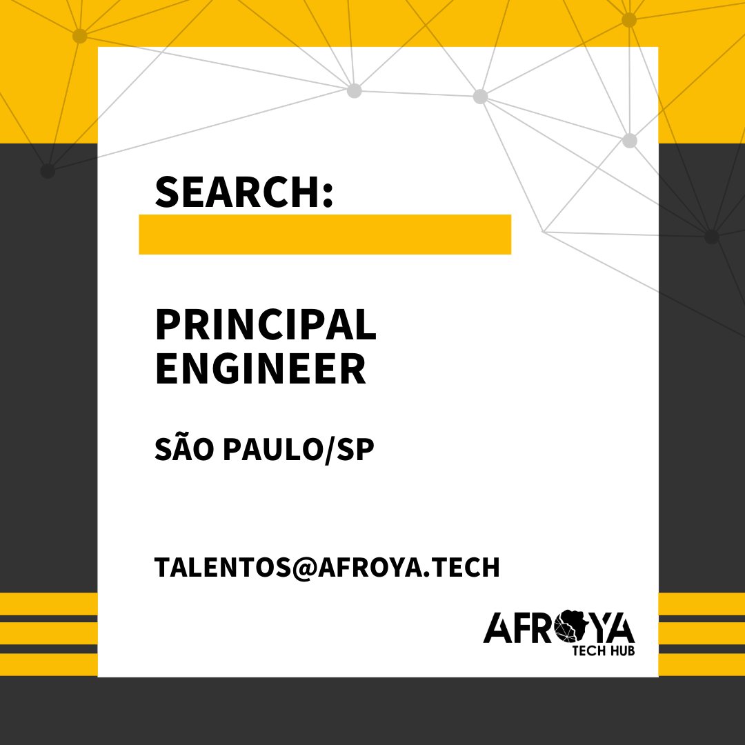 AfrOyaTech's tweet photo. Talent Acquisition é uma das verticais do Afroya Tech Hub.
Apoiando a estratégia de nossos parceiros engajados na Diversidade Racial, estamos selecionando:
Principal Engineer - São Paulo/SP
Envie seu currículo: talentos@afroya.tech
#AfroyaTechHub #Engineer #TalentAcquisition https://t.co/bo8CuJlE09