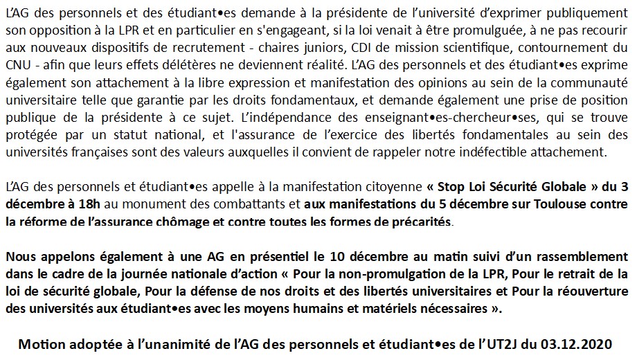 Comité de mobilisation UT2J tweet media