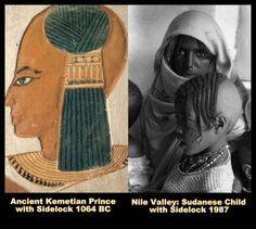 "Ancient Amorrite Syrian cornrowed braids hairstyle worn with white headbands during ancient Egypt's 20th dynasty, in the reign of Rameses III, compared to modern Ethiopian Oromo traditional hairstyle worn by women. Collage, Amina Bari."