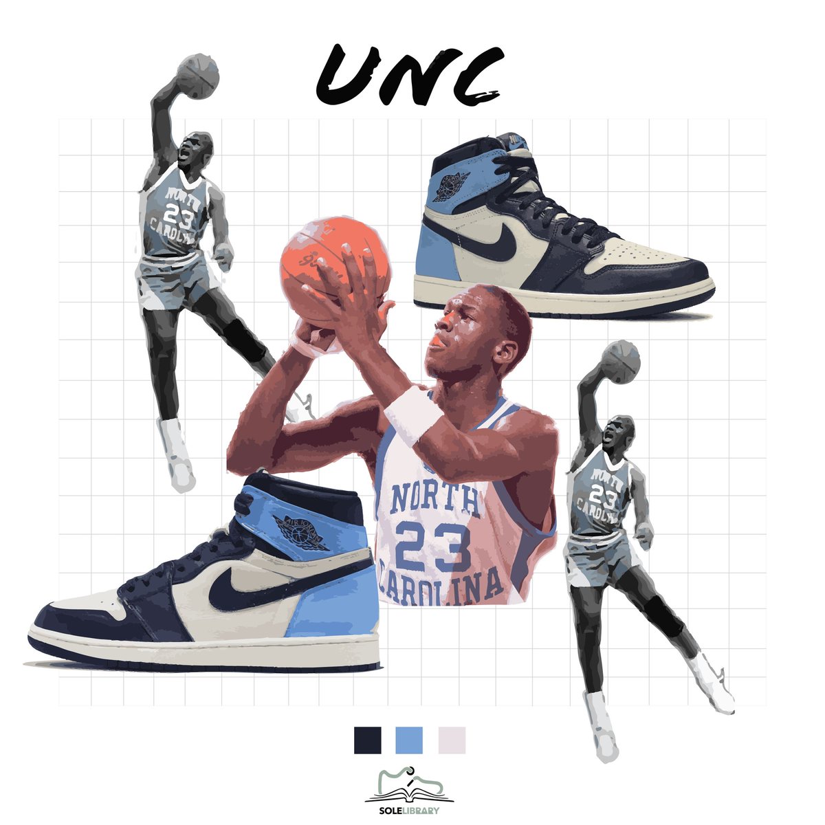 TheSoleLibrary's tweet image. Young Mike Jordan rises and shines, emerging as a true star at Chapel Hill.

#SoleFact : The Air Jordan l "Obsidian" pays homage to MJ’s years at the University of North Carolina. Mike wore Converse during his time at UNC, which Nike purchased in 2003.

#TheSoleLibrary