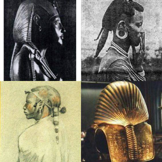 "It Is usually worn by young married warriors until they enter the age group of junior elders, when they shave it off. Age groups and age sets were integral parts of African society including Ancient Egypt."The image: