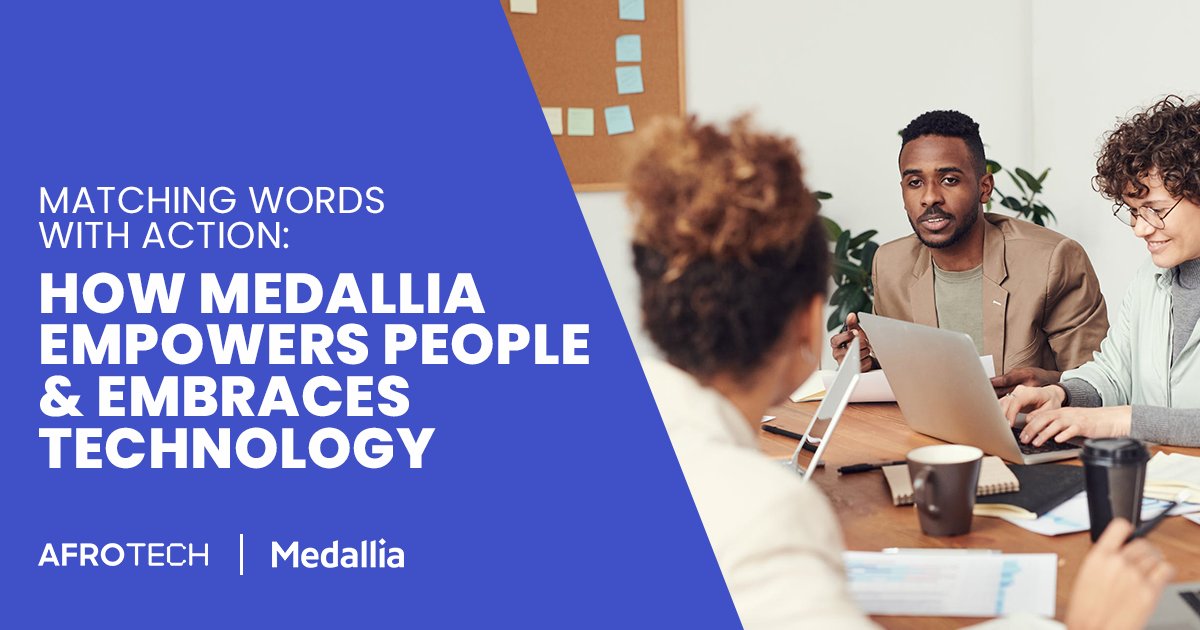 AfroTech's tweet photo. “Confronting inequality takes more than words.” Learn how @medallialife is pairing bold words with bold actions and how they are helping people feel heard. https://t.co/Iq400aZuoW https://t.co/Osso2myzzo