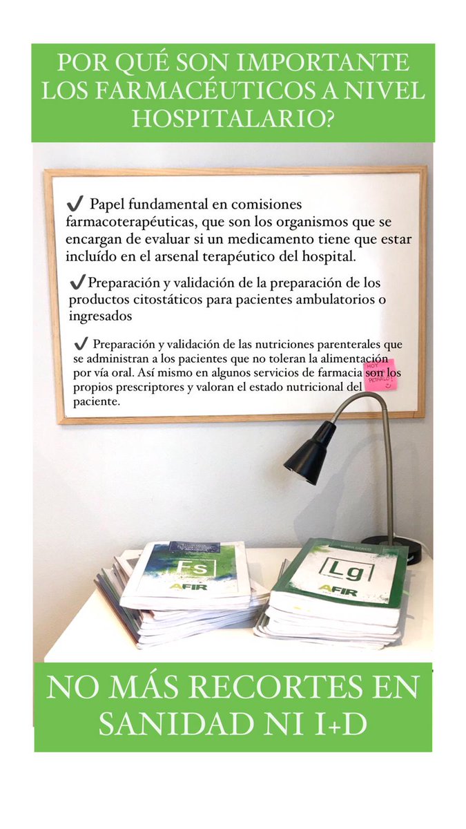 tamarand_'s tweet photo. Funciones del farmacéutico en hospital.

#MásPlazasFIR #MásPlazasBIR #LosFIRSomosSanitarios #LosBIRSomosSanitarios #FSEEnLucha @sanidadgob @salvadorilla #SomosSanitarios

Imágenes de @martalcep https://t.co/db7h6QSGiM
