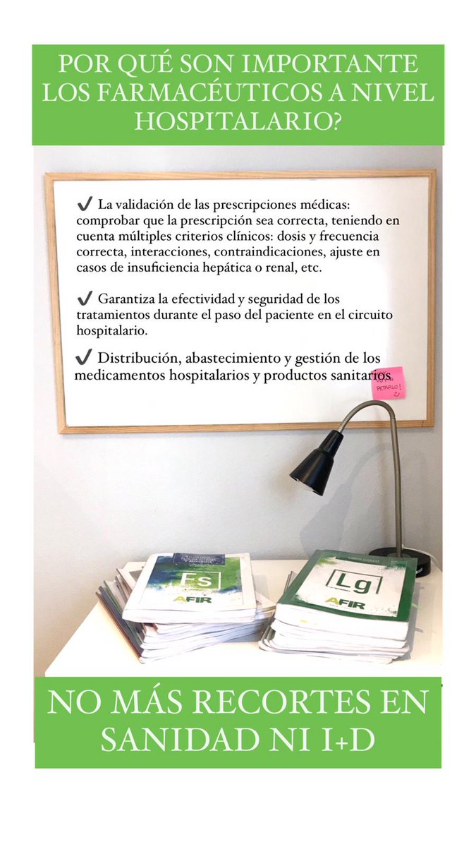 tamarand_'s tweet photo. Funciones del farmacéutico en hospital.

#MásPlazasFIR #MásPlazasBIR #LosFIRSomosSanitarios #LosBIRSomosSanitarios #FSEEnLucha @sanidadgob @salvadorilla #SomosSanitarios

Imágenes de @martalcep https://t.co/db7h6QSGiM