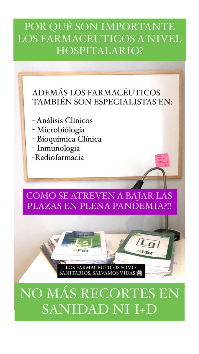 tamarand_'s tweet photo. A parte de farmacia hospitalaria también estamos en otras especialidades que compartimos con biólogos
#MásPlazasFIR #MásPlazasBIR #LosFIRSomosSanitarios #LosBIRSomosSanitarios #FSEEnLucha @sanidadgob @salvadorilla #SomosSanitarios

Imagen de @martalcep https://t.co/kVROhE8zDJ