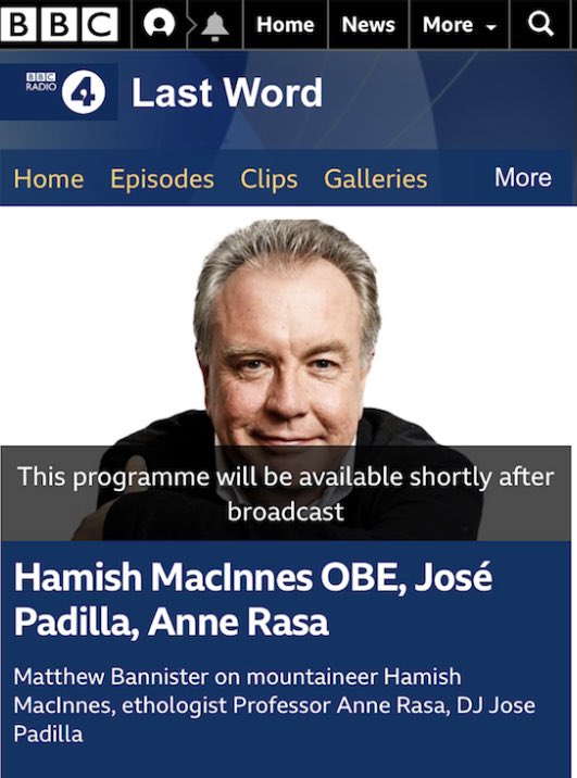 HeavyWhalleyMBE.BEM (@heavywhalley) on Twitter photo On radio 4 tomorrow Fri at 1600 tribute to Hamish MacInnes <a href="/Mountain_Scot/">Mountaineering Scotland</a> <a href="/ScottishMR/">Scottish MR</a> <a href="/SARDAScotland/">SARDA Scotland</a> <a href="/sardasearchdogs/">SARDA Southern Scotland</a> <a href="/MountainResqUK/">Mountain Rescue England and Wales</a> On radio 4 tomorrow Fri at 1600 tribute to Hamish MacInnes <a href="/Mountain_Scot/">Mountaineering Scotland</a> <a href="/ScottishMR/">Scottish MR</a> <a href="/SARDAScotland/">SARDA Scotland</a> <a href="/sardasearchdogs/">SARDA Southern Scotland</a> <a href="/MountainResqUK/">Mountain Rescue England and Wales</a>