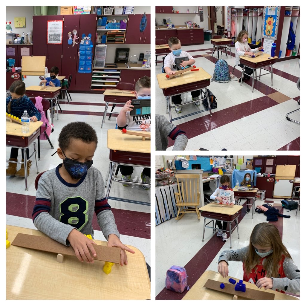 Balancing with beams, fulcrums and weight in Room 131.