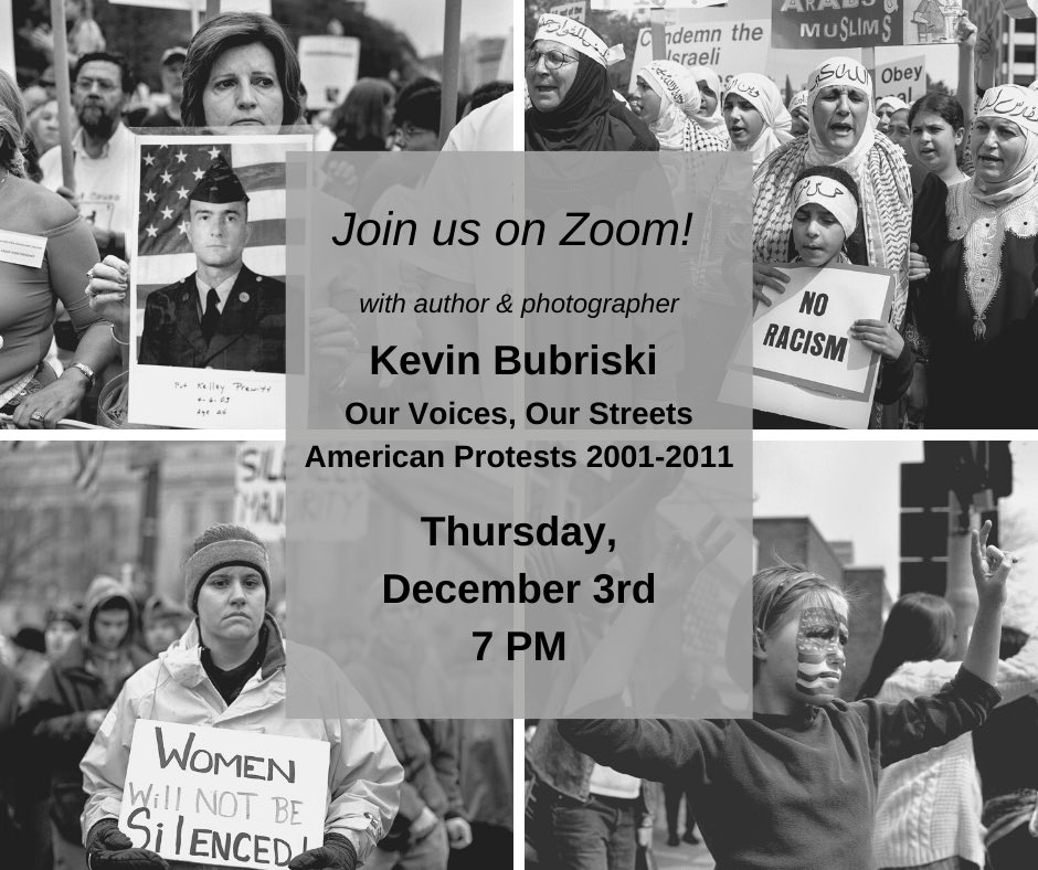 Tonight! 7pm EST Join our virtual event with photographer Kevin Bubriski, discussing his new book, OUR VOICES, OUR STREETS, published by @powerHouseBooks Register for free here: bit.ly/2JGMJgv