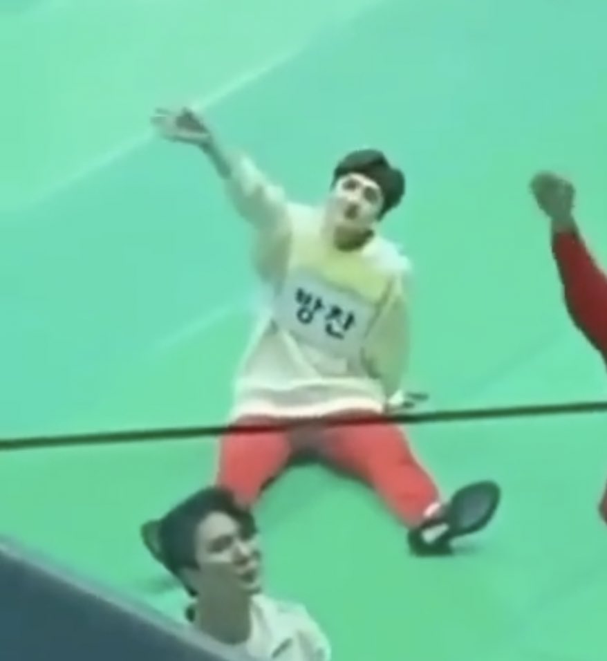 chan running in tiny to give his friend a hug 