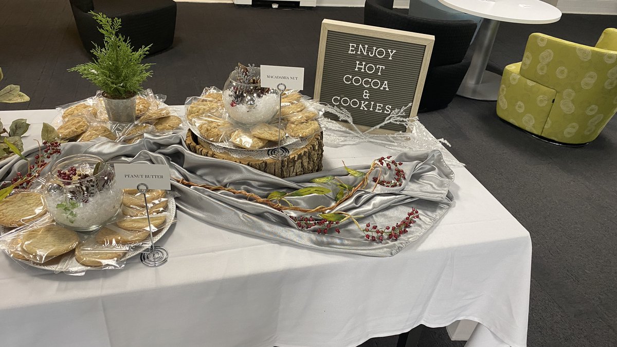 Come and get some free hot cocoa and cookies in Admin, Fine Arts and Facility Services until 3 pm.