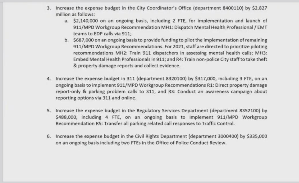 Amendment from Cunningham, Bender, and Fletcher.Council President Bender: "these are real and specific proposals that are ready to go next year." There's more to do, but this is what's ready and in need of investment.