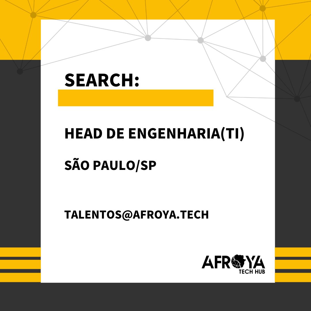 AfrOyaTech's tweet photo. Talent Acquisition é uma das verticais do Afroya Tech Hub.
Apoiando a estratégia de nossos parceiros engajados na Diversidade Racial, estamos selecionando:Head de Engenharia (TI)
São Paulo/SP
Envie seu currículo: talentos@afroya.tech
#AfroyaTechHub #TI #HeadDeEngenharia https://t.co/GOLgyMbhdC