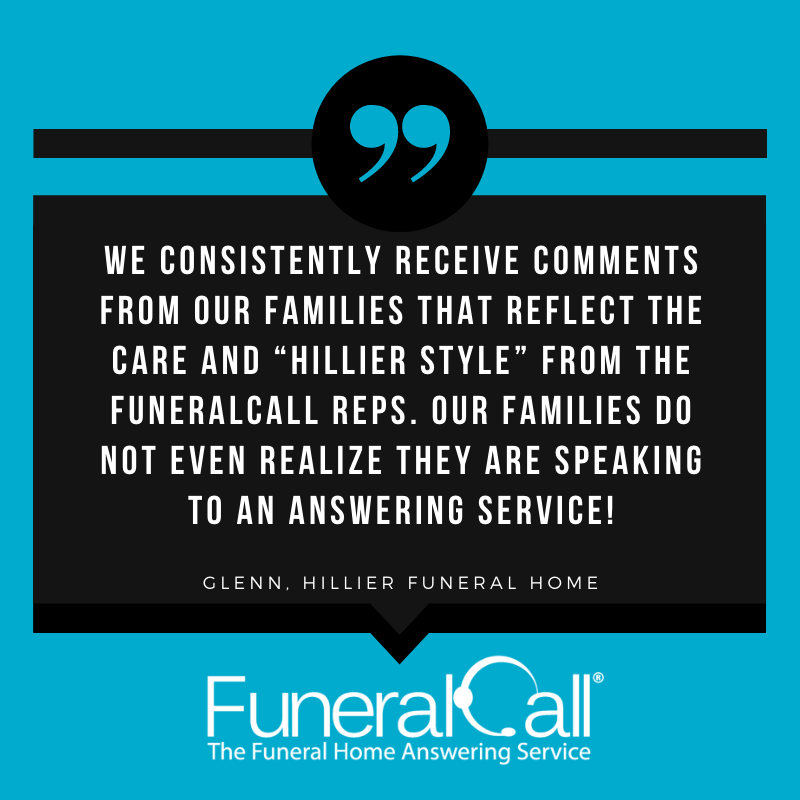 FuneralCall's tweet image. "We are VERY happy with the move to FuneralCall!" - Glenn, Hillier Funeral Home
We're happy to have you, Glenn!

Our team appreciates it so much when clients take time out of their day to let us know how the service is going ❤️