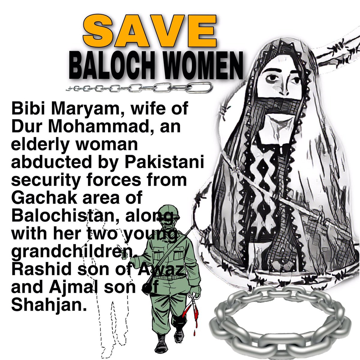 #Pakistani forces have increased their #genocidal policies against the Baloch people by abducting, torturing &amp; killing Baloch women &amp; children
#SaveBalochWomen