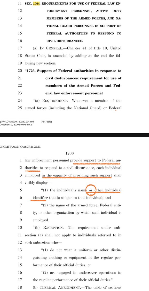 On the left is the operative language of Sen. Murphy’s proposal ( https://www.murphy.senate.gov/imo/media/doc/HEN20565.pdf), and on the right is an excerpt from the 4,517 page NDAA conference report. There are material differences.