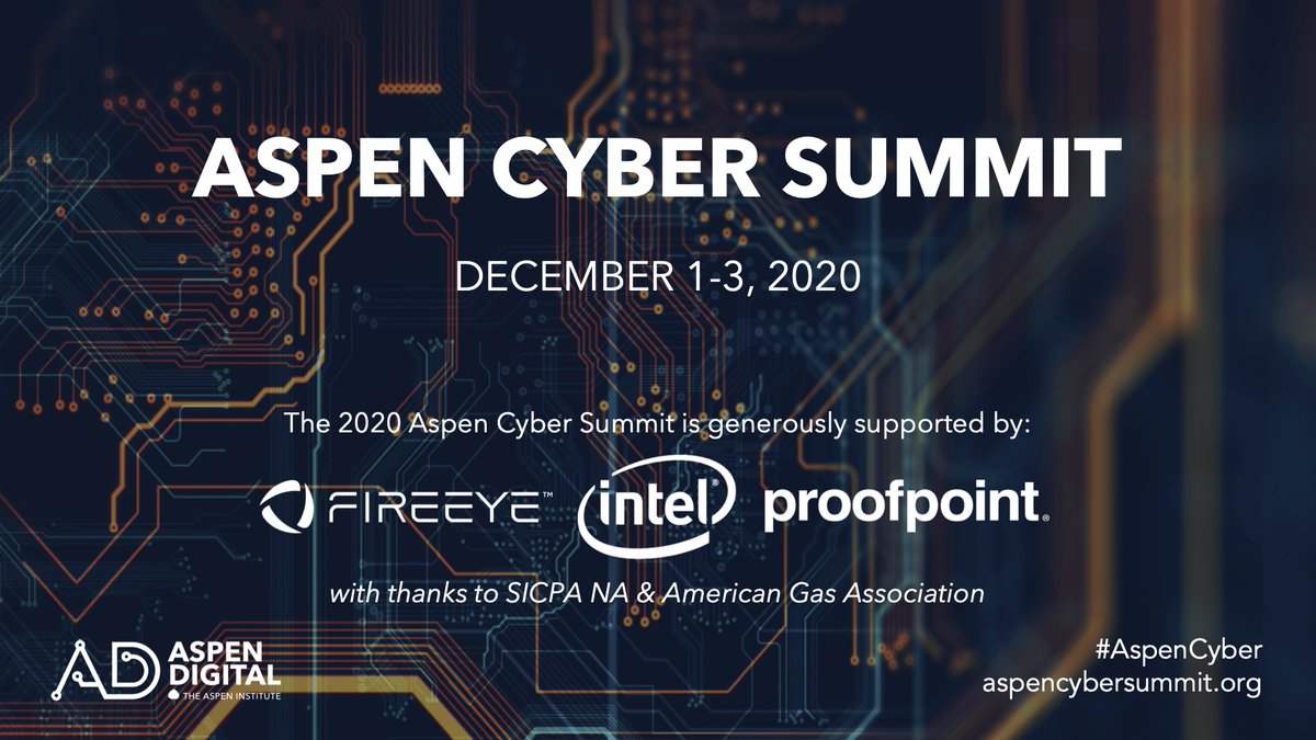 AspenCyber's tweet photo. Thank you to our panelists, attendees, and supporters for making the fifth annual Aspen Cyber Summit possible! Watch each day’s sessions and find the Aspen Cyber Group's new #cyber agenda at https://t.co/1j0LHyZihu. See you next year! #AspenCyber https://t.co/KDl46hi8p7