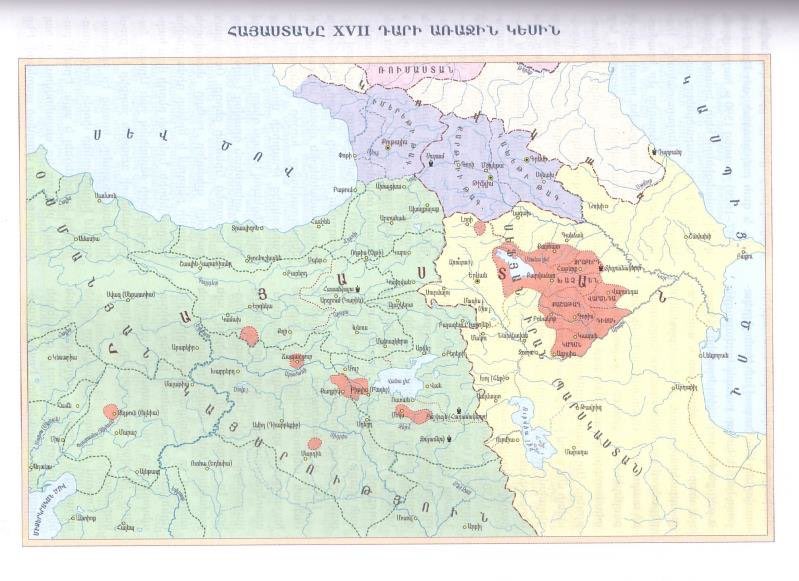 Correction: Important note that **northeastern** historic Armenia (modern-day Armenia, Nakhichevan, and Artsakh) had their own Meliks (or Princes) under Turko-Persian suzerainty. 17th century: Russia, Caucasian states, Georgian states, Armenian states, Iran, Turkey