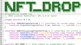 z0r0zzz's tweet photo. NFTs are expressive ways to track communities (1 member, 1 NFT, `much context) 🖼️. 
To iterate on "airdrops on NFT" ~~ https://t.co/WWKEXl6tAa

`NFT_DROP.sol` (mainnet) allows anyone to drop tokens (erc20 + 721) on NFT owners 🪂. Designed for `enumerable` series. Spread the code~ https://t.co/JdHfhBnVJU