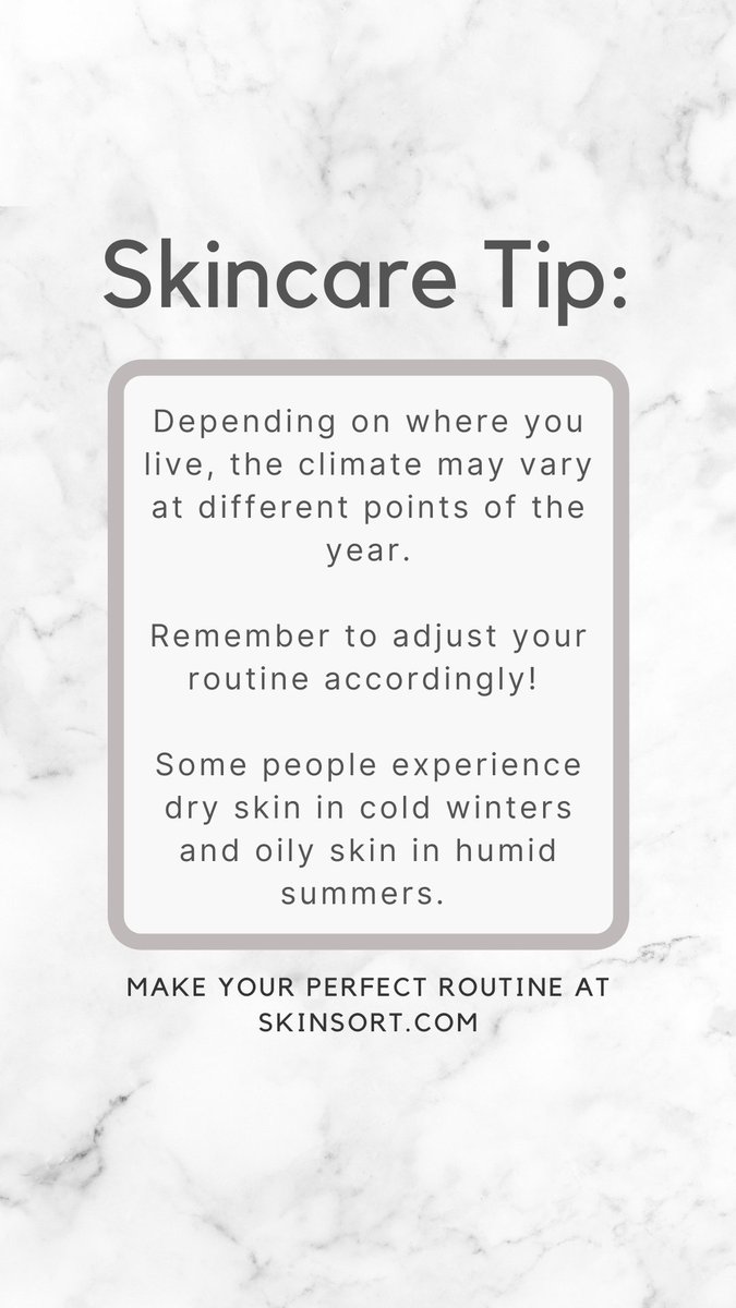 SkinSortHQ's tweet image. Skincare tip - change your routine with the seasons! The can weather affect your skin 🌨️🌤️🌈 Find your perfect skincare routine at SkinSort.com