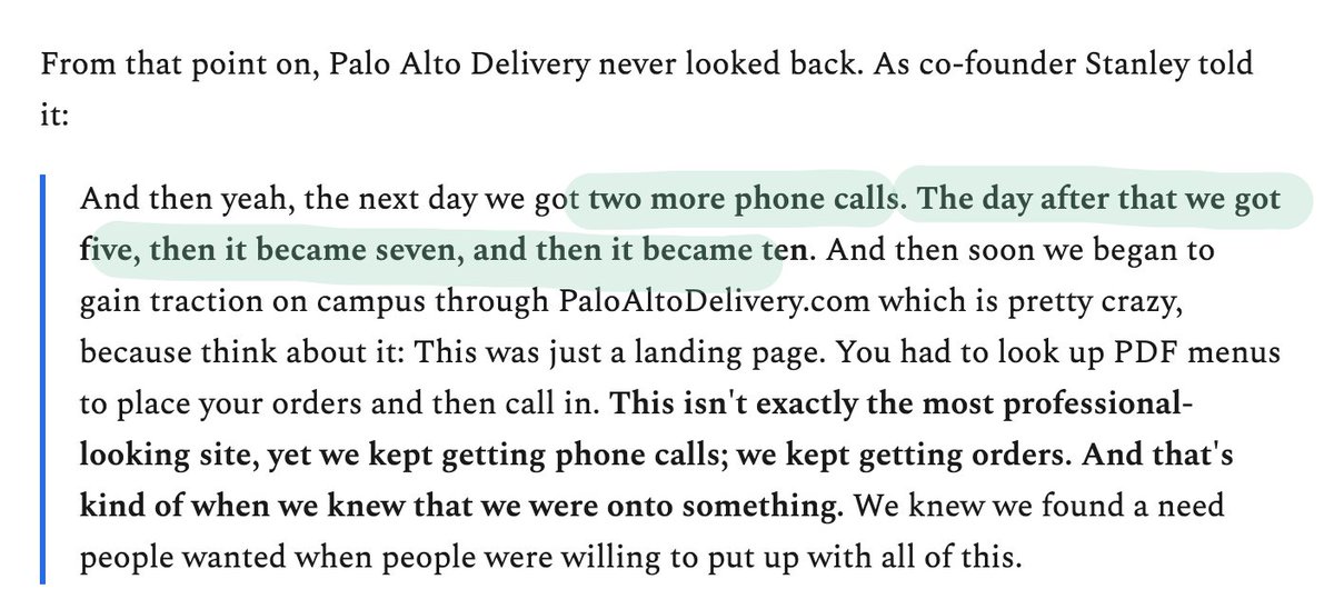5Momentum. The orders kept growing. One phone call became two, which became 10. I imagine these early days in montage: answering phones during lectures, noting orders in a Google Doc, flyering University Avenue.