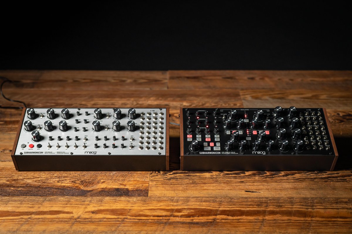 moogmusicinc's tweet photo. #Subharmonicon then and now 🎛🎛

The polyrhythmic semi-modular #synthesizer has evolved significantly since its original design for Moogfest 2018’s Engineering Workshop.

How are you using Subharmonicon in your workflow these days? What tips do you have for other creators? 🤔 https://t.co/R3LVupqEBx