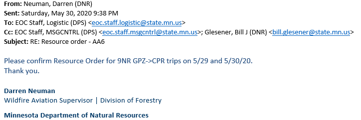 Records requests filed for this story originally sought to clarify the role of  @mndnr planes circling  #GeorgeFloyd unrest in the Twin Cities. We were surprised to learn the DNR aviation fleet had been tasked with resupplying riot police on the ground w/ munitions and supplies.