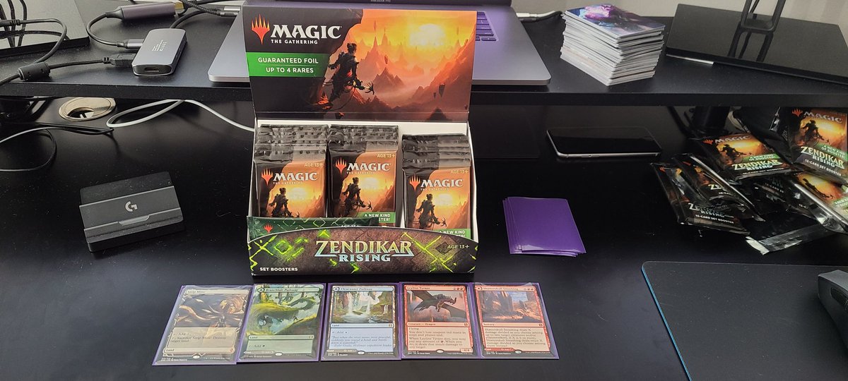 theaveragegoob's tweet photo. It has been a long day! Some good pulls. Tons of unopened packs. Today felt like a raid and I am collecting all the loot! #MagicMotivation #MTG #MagicTheGathering https://t.co/GP4vG5OqMN