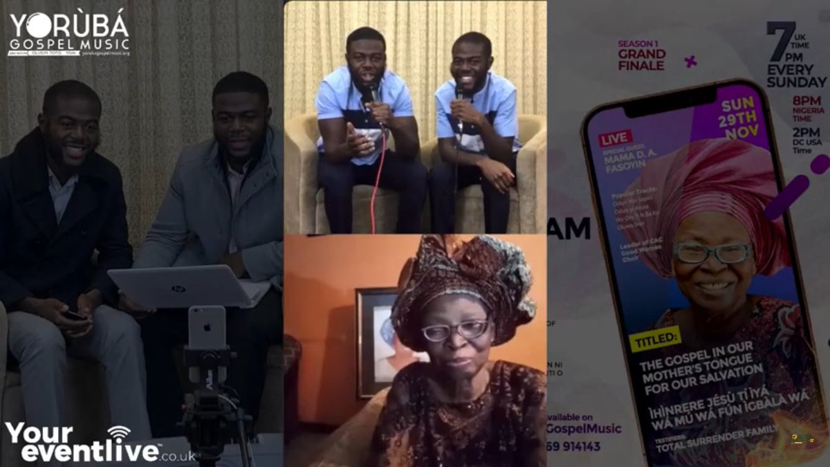 YorubaGospel's tweet photo. The Grand Finale of Season 1 of the Instagram Live Series, with Legendary Mama D. A Fasoyin (Odun Nlo Sopin) Jesus is our story, The Joy of Salvation. 
Watch Episode 10: https://t.co/tbHkbpyNIE

Anticipate Season 2 in Christ Jesus
Live Stream by @youreventliveuk https://t.co/1zRa67yUWh